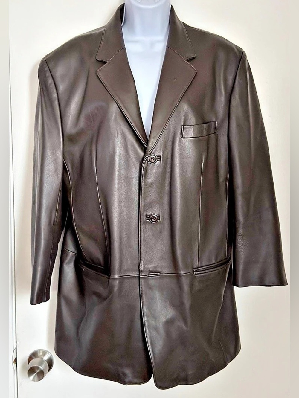 J. Ferrar Leather Blazer Brown Size Medium Like New